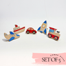 Pack of 5 Adorable Wooden Knobs  ( Aeroplane, Ship, Red Car, Rocket , Train  )