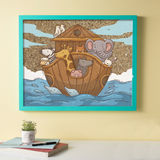 Noah’s Ark Cork Pinboard with Turquoise Frame