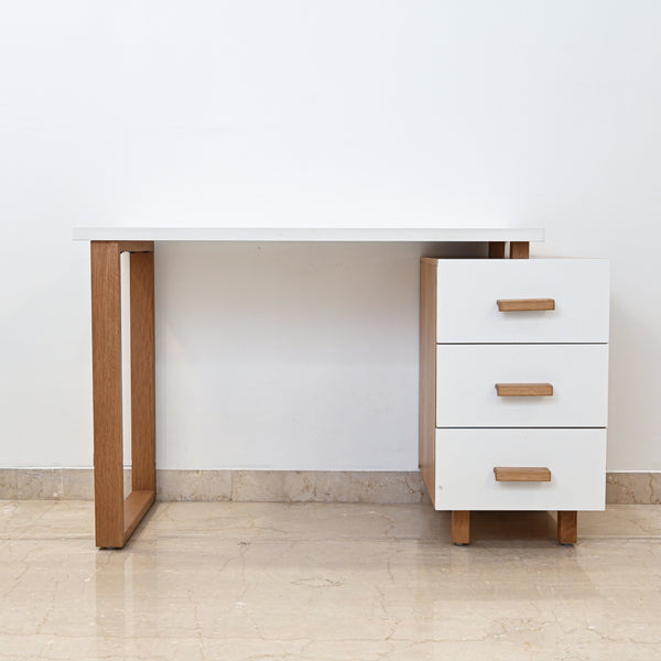 White & Wood Study Desk with Corkboard