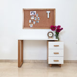 White & Wood Study Desk with Corkboard