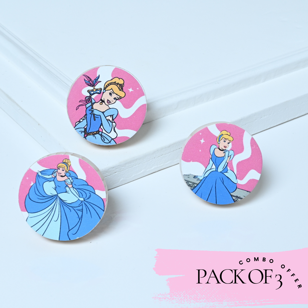 Special Combo Offer: Pack of 3 Disney princesses knobs  ( Cinderella, Cinderella Sitting, Cinderella Ball Gown)