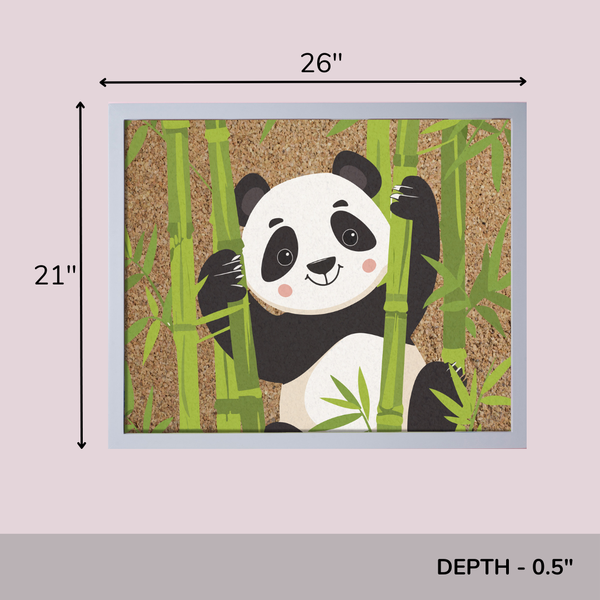 Panda Cork Pinboard with Grey Frame