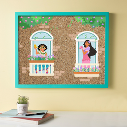 Window Garden Cork Pinboard with Turquoise Frame