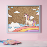 Unicorn Cork Pinboard with Grey Frame