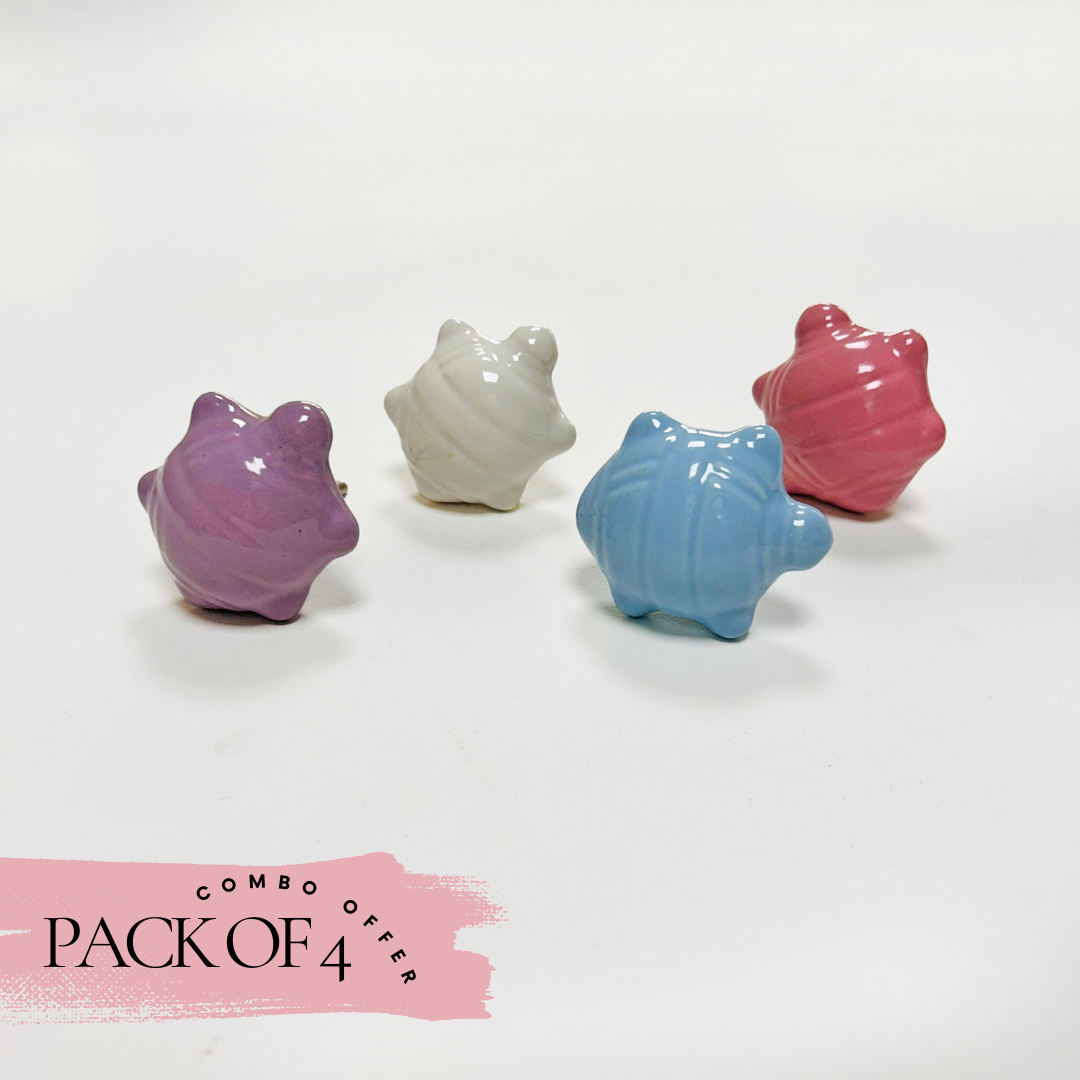 Special Combo Offer: Pack of 4 Tobby Turtle  Ceramic Knobs at the Price of 3