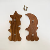 Star and Moon Cupboard Handles – Acacia Wood with Hardware