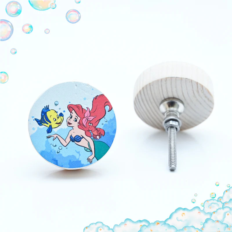 Special Combo Offer: Pack of 3 Disney princesses knobs  ( Ariel and Flounder, Ariel Portrait, Ariel and Sea)