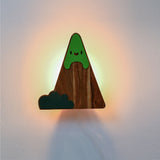 Mountain-Themed Wooden Wall Light