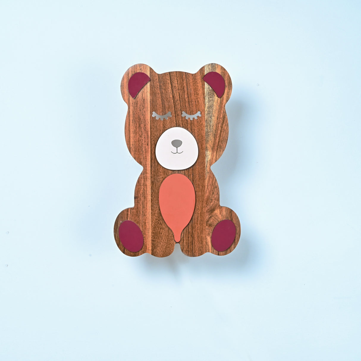 Teddy Bear-Themed Wooden Wall Light