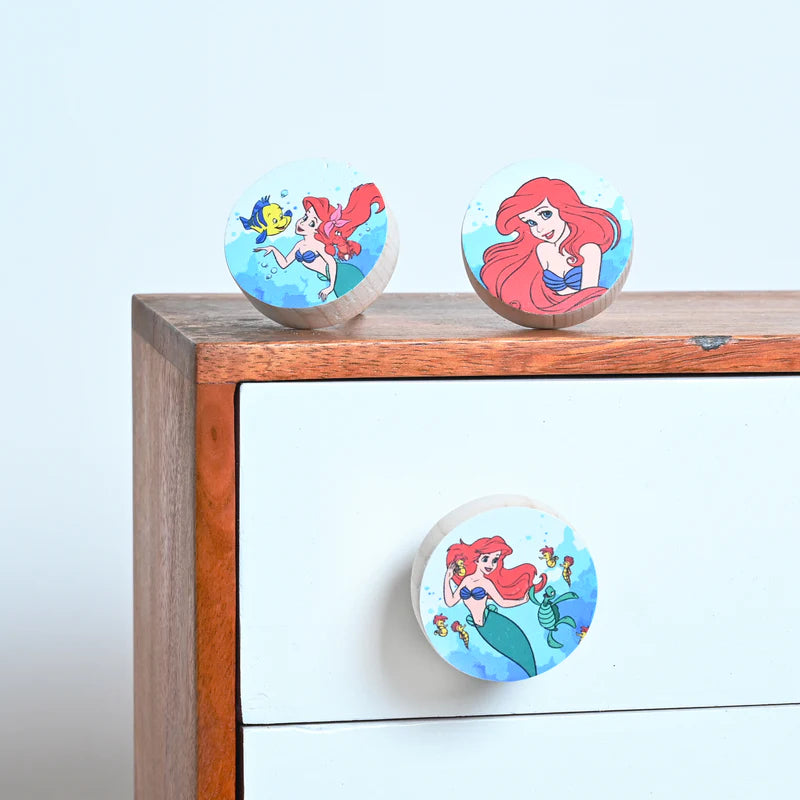 Special Combo Offer: Pack of 3 Disney princesses knobs  ( Ariel and Flounder, Ariel Portrait, Ariel and Sea)