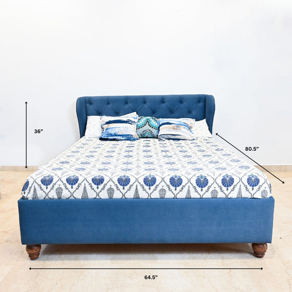 Navy Blue Upholstered Bed