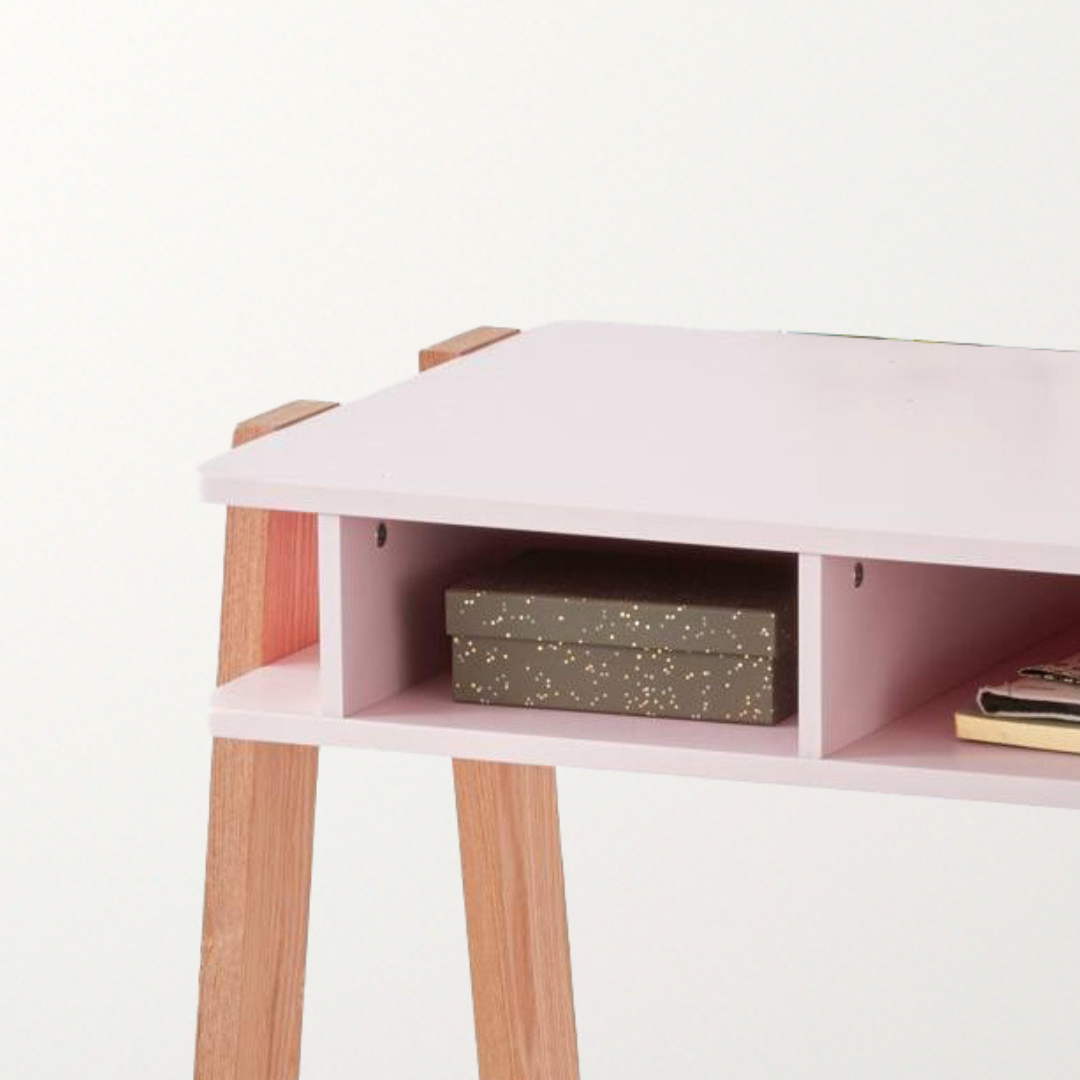 Blush Pink Study Desk – Compact and Elegant