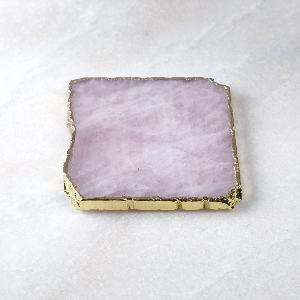 Pink quartz coaster