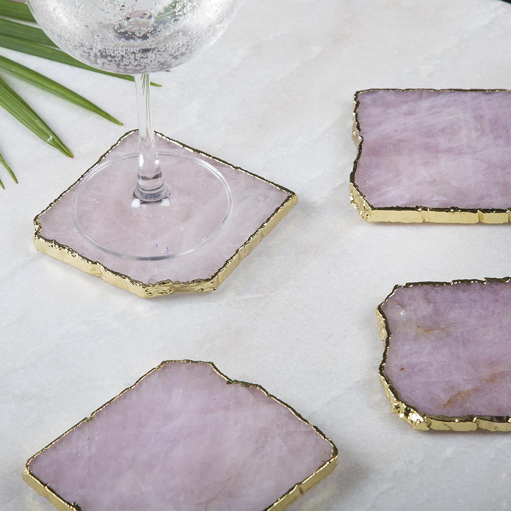 Pink quartz coaster