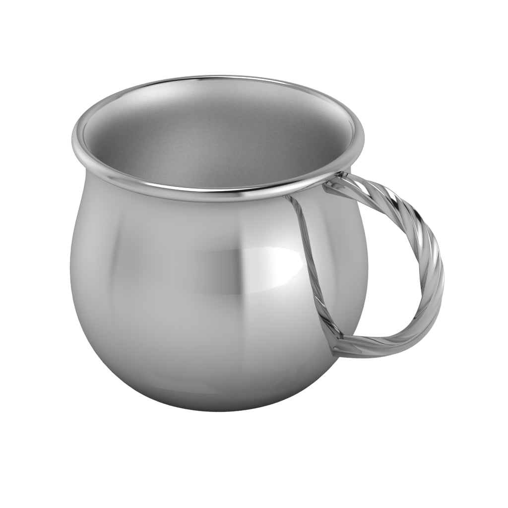 Silver Plated Baby Cup - Bulge with a Twisted handle